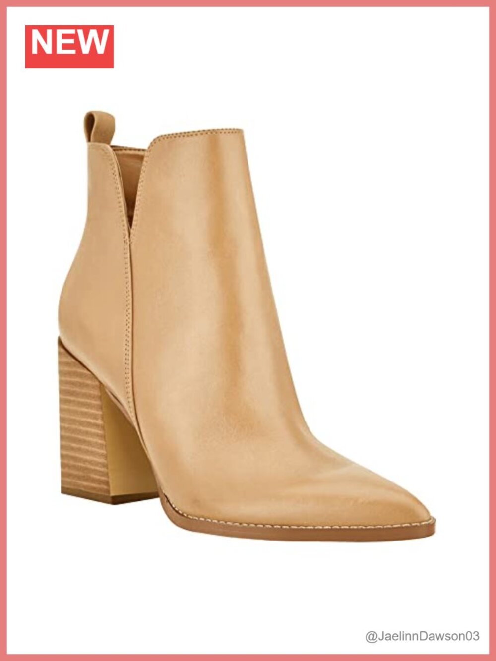Faux Leather V Cut Ankle Boots Pointed Toe Stacked Chunky Heel Western Booties